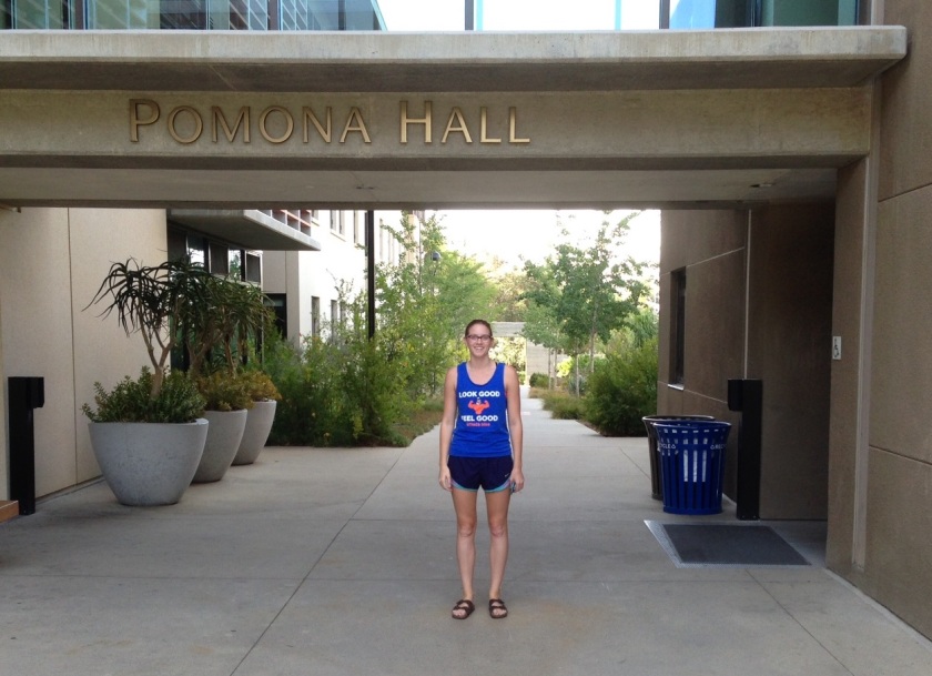 Claire at the entrance to Pomona Hall