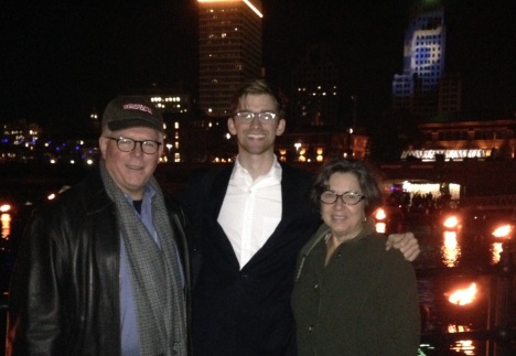 Candice, Andrew and David at WaterFire in Providence October 25, 2014